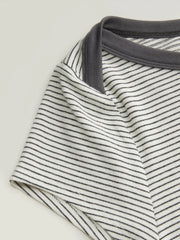 Cotton-blend Striped Boat Neck Short Sleeve Tee Curve & Plus