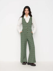 Floral V-neck Button Wide Leg Jumpsuit