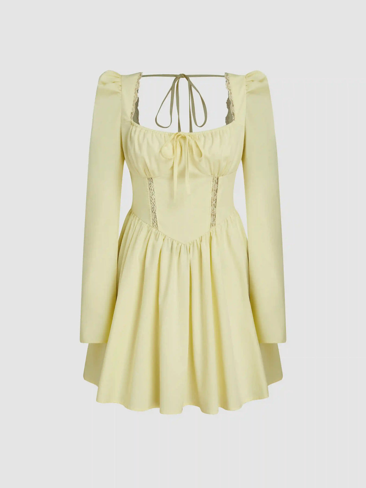 Square Neck Ruffle Hem Mini Dress