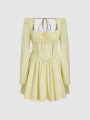Square Neck Ruffle Hem Mini Dress