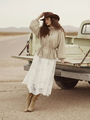 Oversized Stand Collar Drawstring Waist Jacket