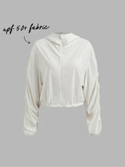 Ruched Sleeve Uv-proof Zipper Jacket