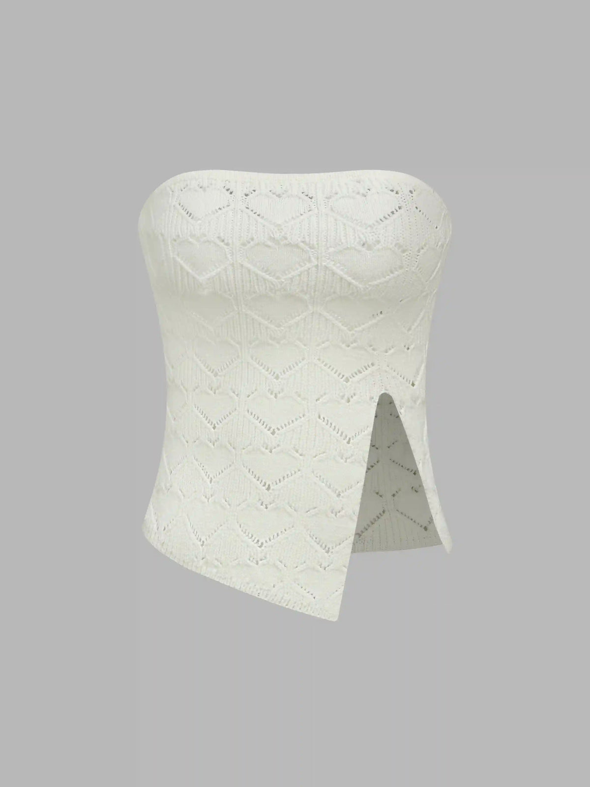 Heart Hollow Out Split Knitted Tube Top