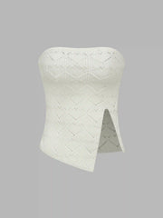 Heart Hollow Out Split Knitted Tube Top