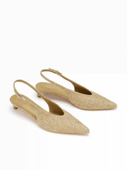 POINTED TOE SLINGBACK KITTEN HEELS