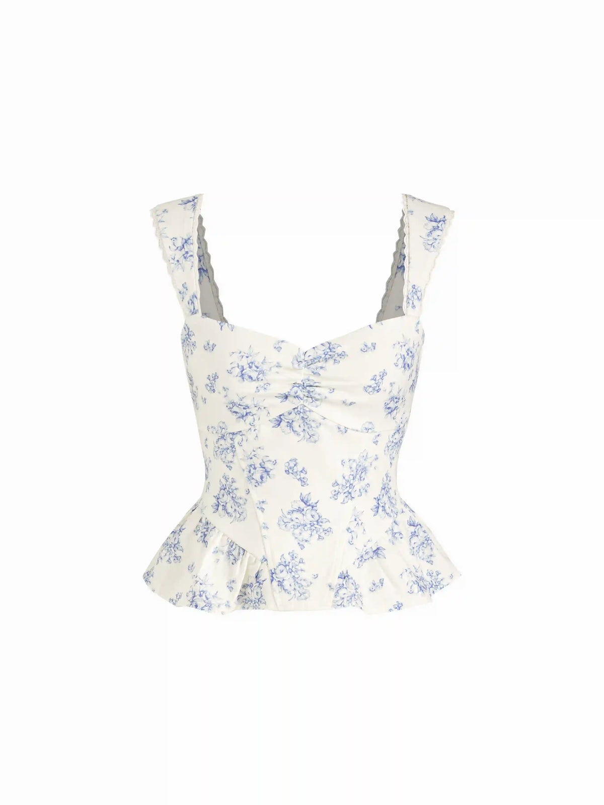 Textured Floral Sweetheart Ruched Peplum Crop Top