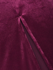 Velvet Off-shoulder Solid Split Maxi Dress