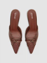 BOWKNOT BRAIDED DECOR MULE HEELS