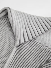 Knit Collar Striped Long Sleeve Top