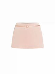 Satin Low Rise A-line Metal Detail Mini Skirt