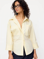 Cotton-blend Middle Sleeve Blouse