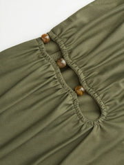 Halter Neckline Ruched Cut Out Drawstring Slim Fit Cami Top