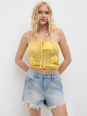 Cider Denim Low Rise Ripped Raw Hem Micro Shorts