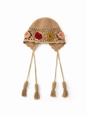 FLOWER HOLLOW OUT KNITTED BEANIE HAT