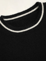 Round Neckline Contrasting Binding Knitted Top