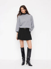 Mid Rise Solid Mini Skirt With Belt