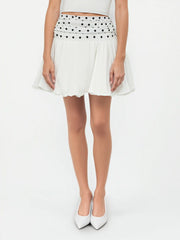 Mid Rise Polka Dot Ruched Bubble Hem Mini Skirt