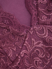 Lace V-neck Bell Sleeve High Low Mini Dress