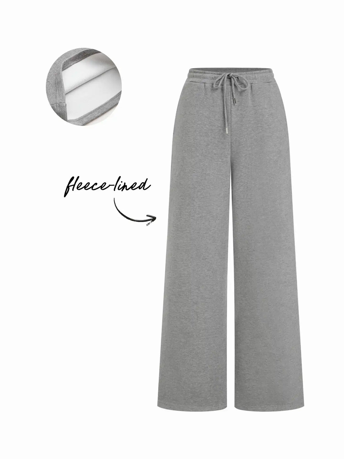 Fleece-lined Mid Rise Solid Straight Leg Trousers