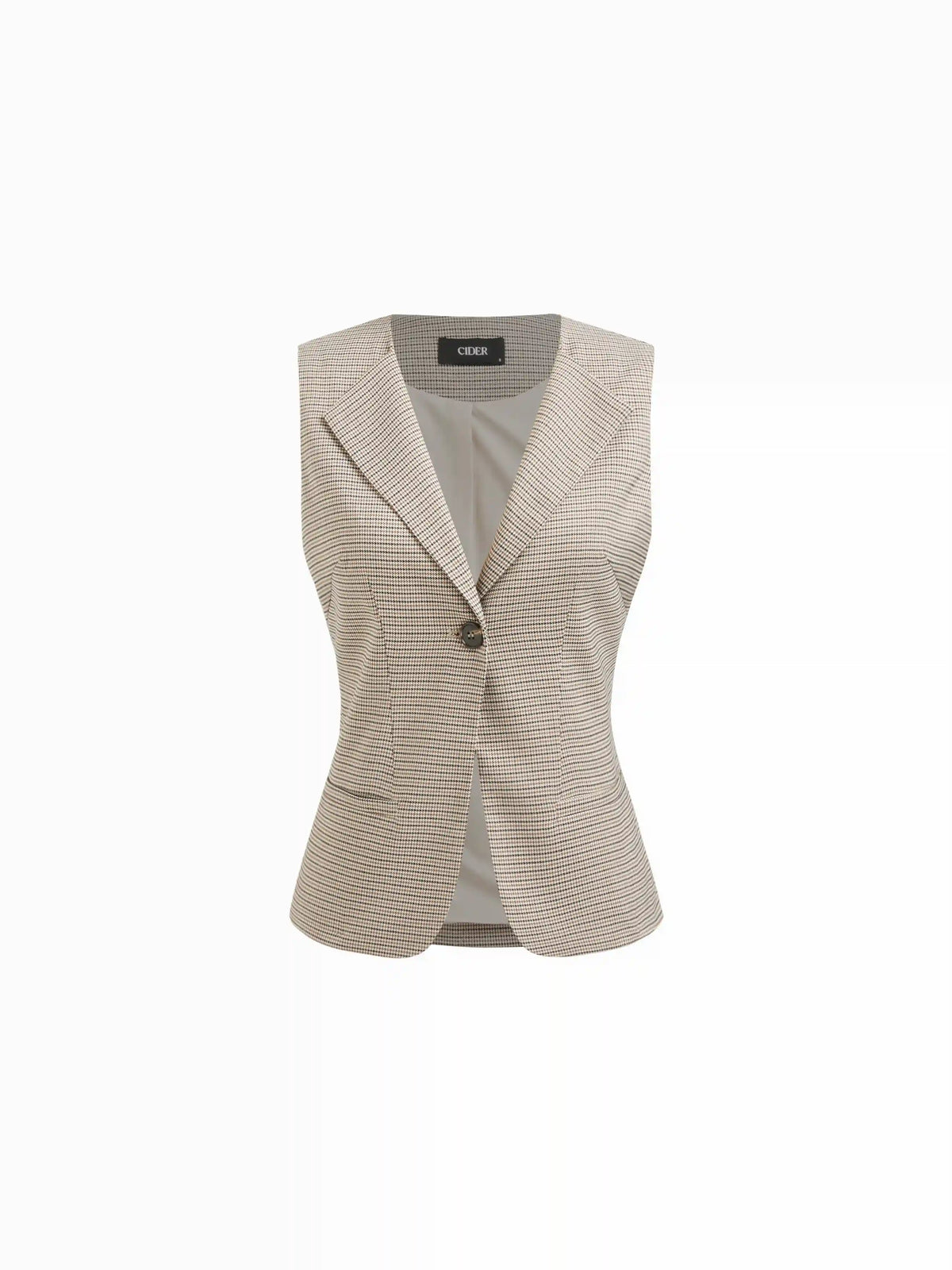 Houndstooth Collar V-neck Button Blazer Vest