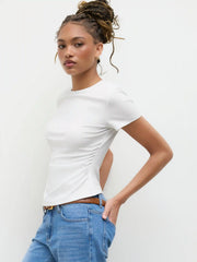 Cotton-blend Ruched Baby Tee