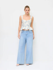 Textured Floral Sweetheart Ruched Peplum Crop Top