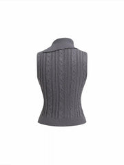 Cable Knit Asymmetrical Turtleneck Tank Top