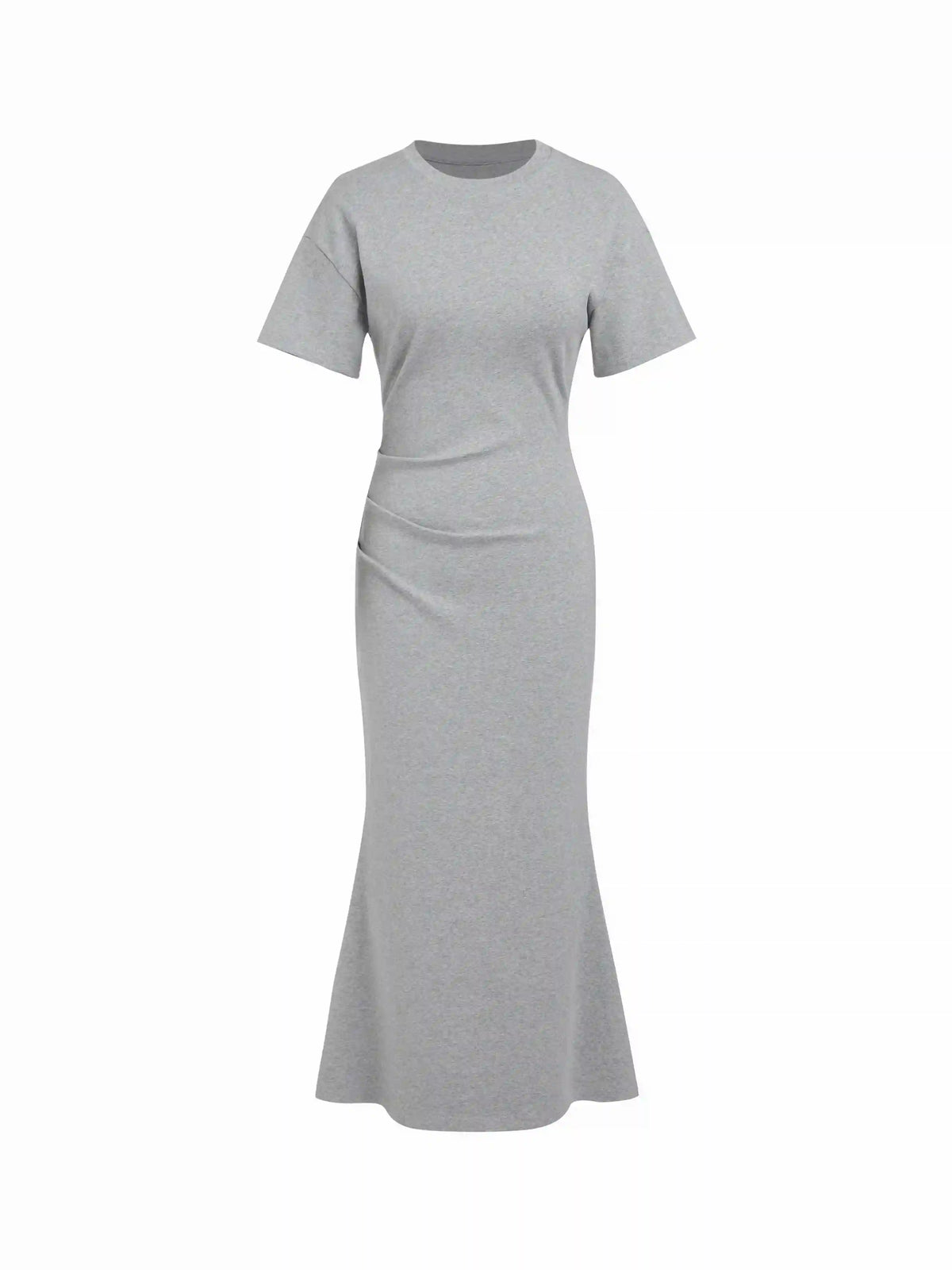 Round Neckline Batwing Sleeve Ruched Mermaid Maxi Dress