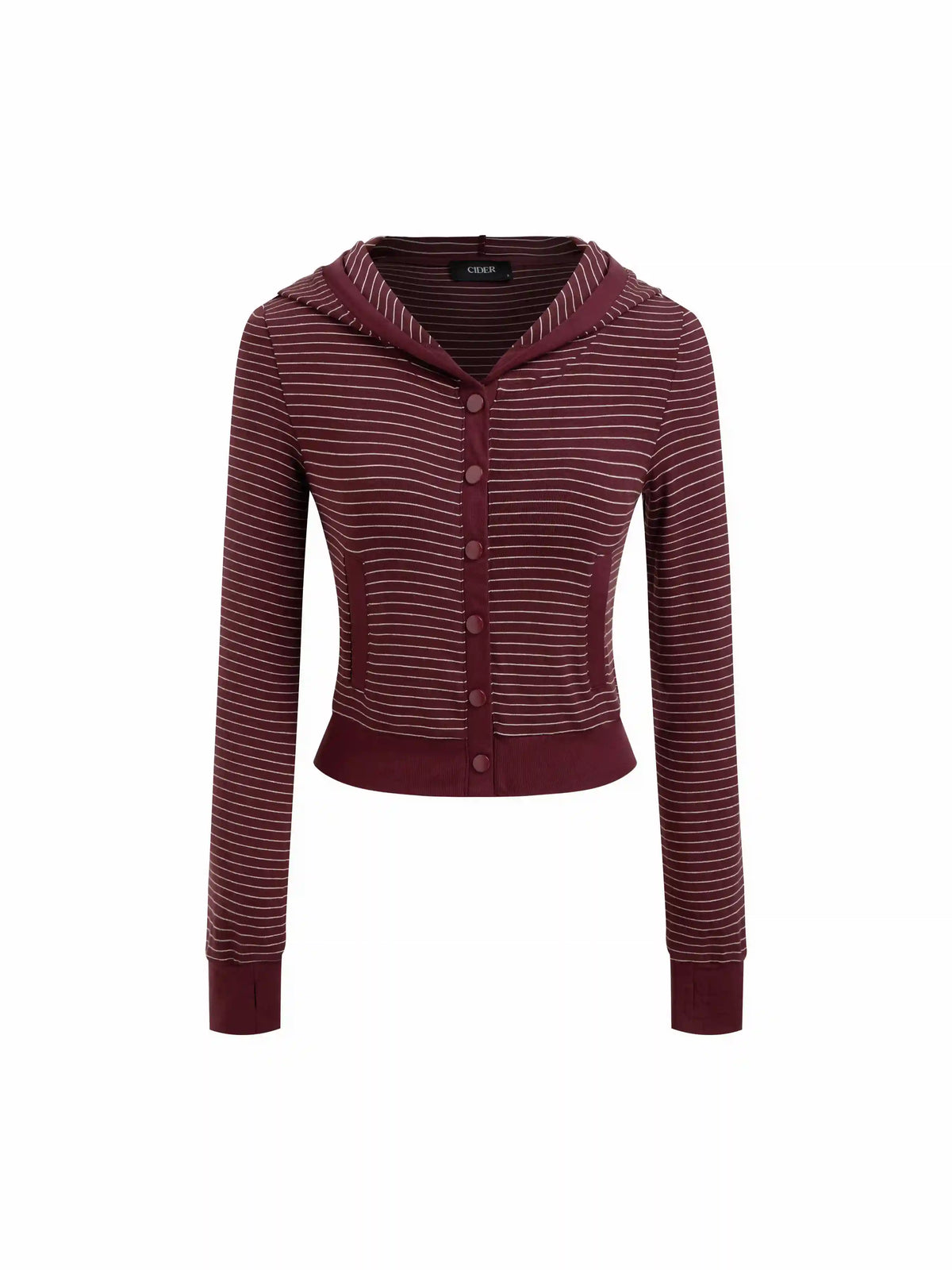 Wool-blend Hooded Striped Long Sleeve Top