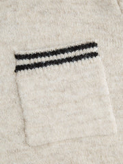 Wool-blend Collar Striped Trim Oversized Sweater