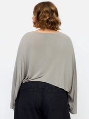 Jersey Round Neck Batwing Sleeve Oversized Tee Curve & Plus