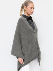 Knit V-neck Cape Sleeve Oversized Cardigan