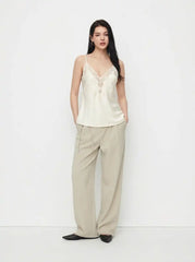 Satin V-neck Lace Cami Blouse