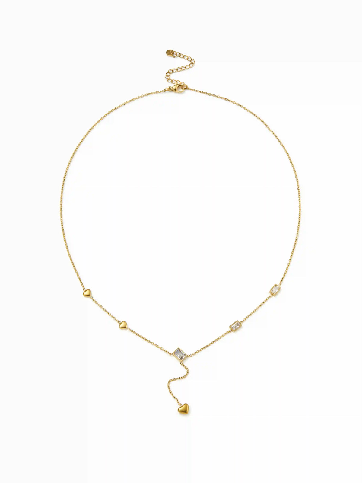 HEART & RHINESTONE Y-SHAPED NECKLACE