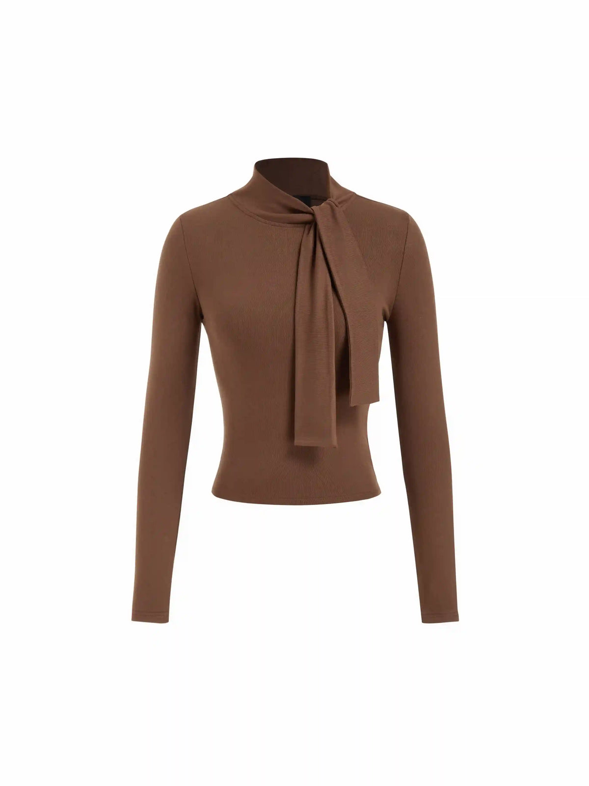 Stand Collar Knotted Long Sleeve Top