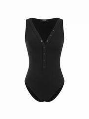 High Stretch V-neck Metal Detail Bodysuit