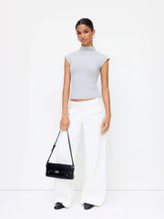 Denim Low Rise  Button Wide Leg Jeans