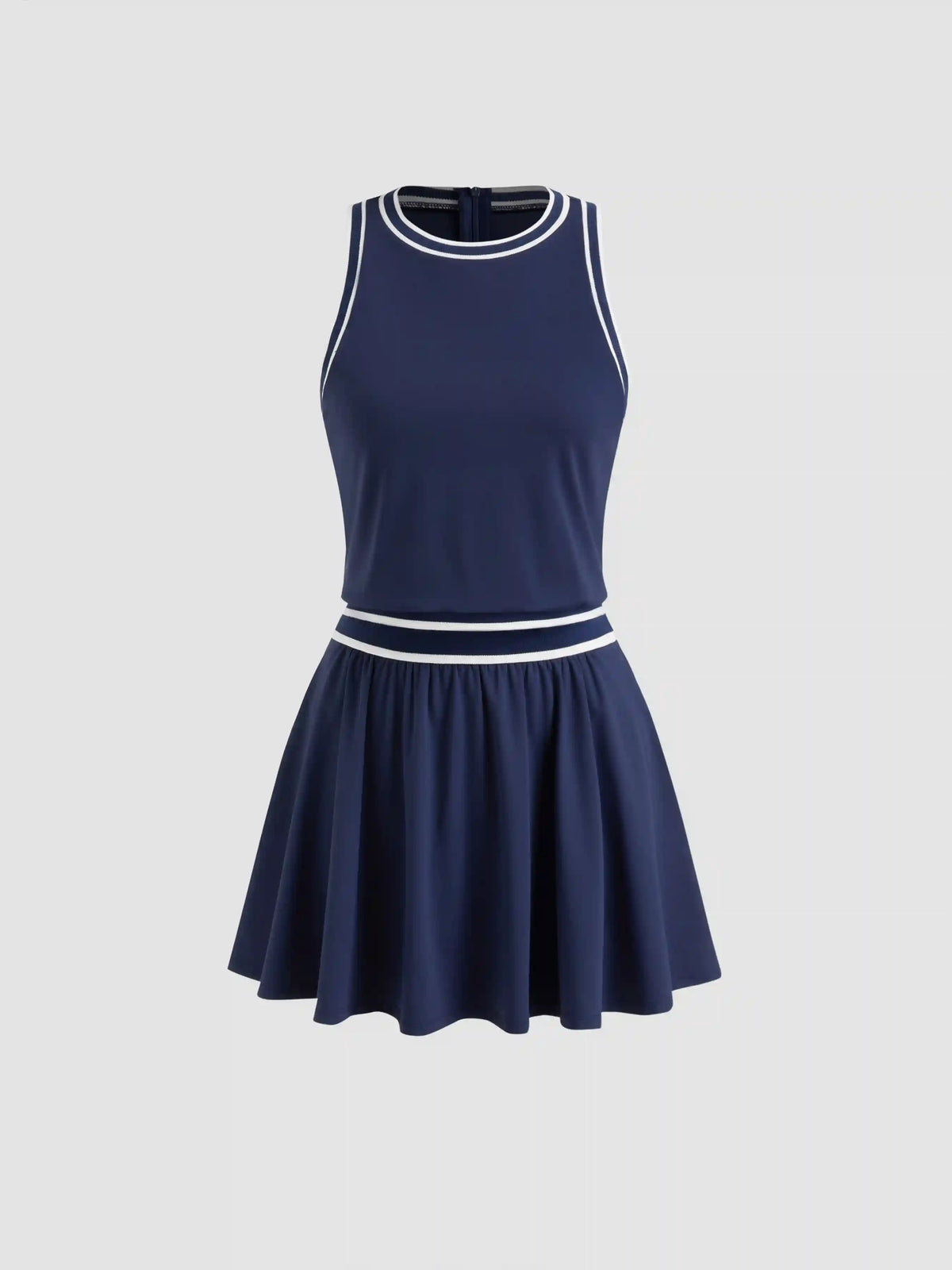 CIDERAIRY™ Round Neckline Solid Contrasting Binding Active Dress With Built-in Shorts