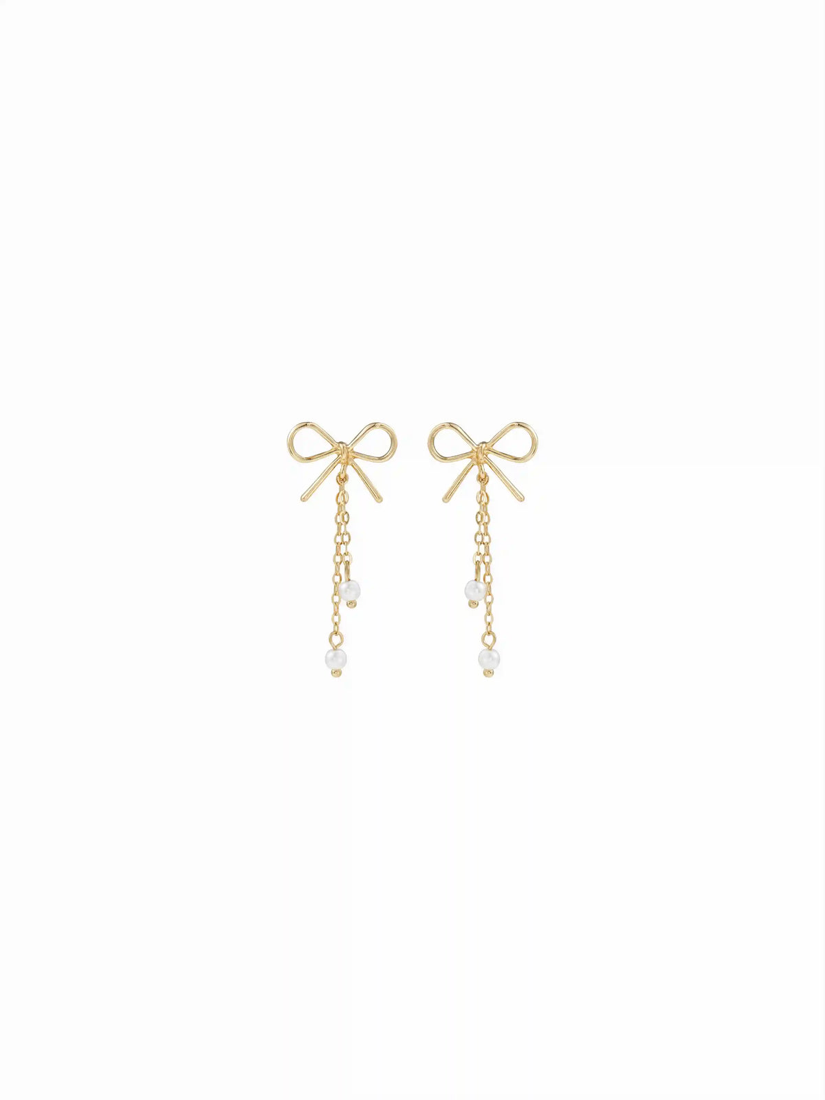 BOWKNOT & FAUX PEARL DROP EARRINGS