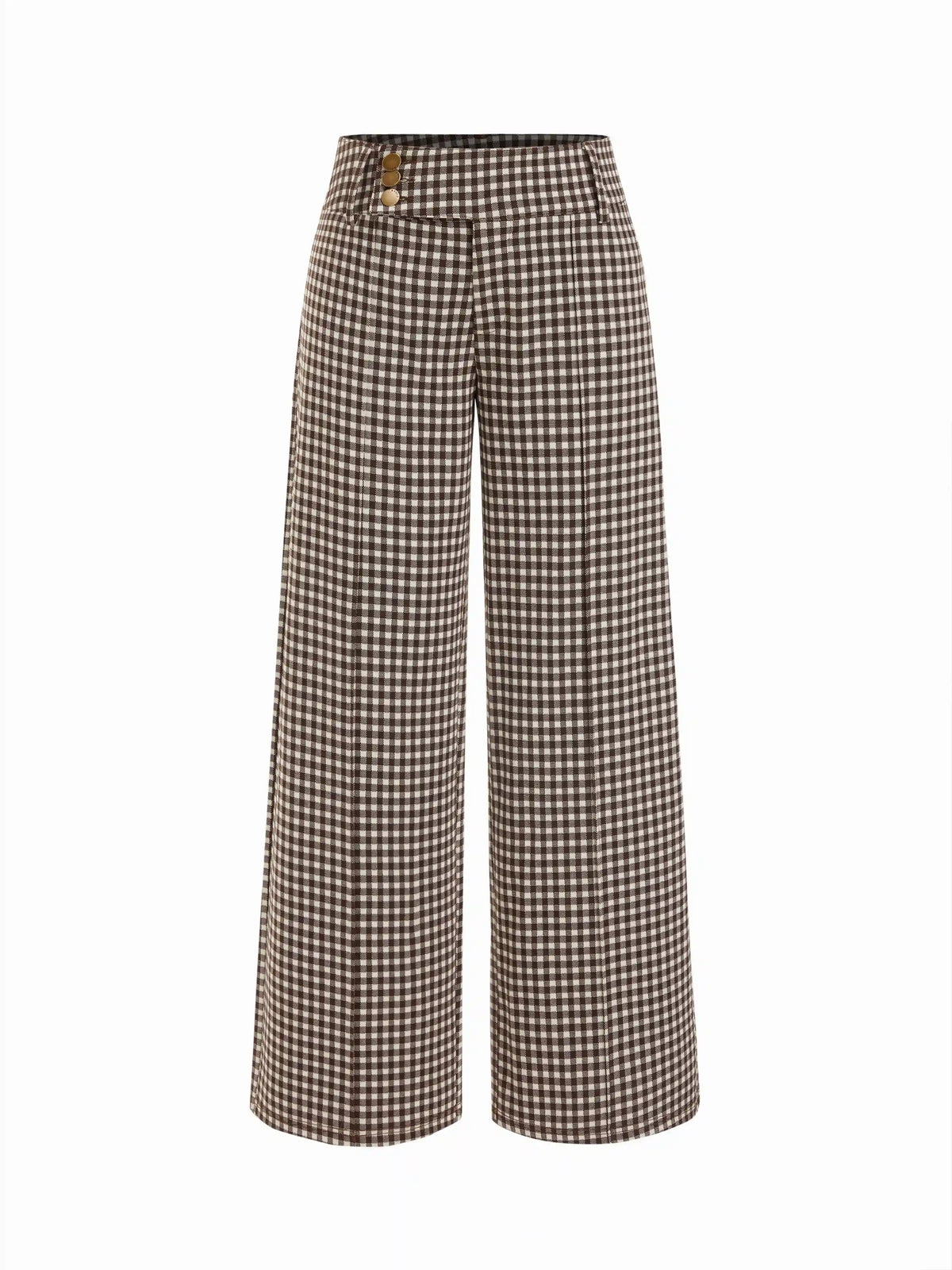 Jacquard Low Rise Checks Straight Leg Trousers