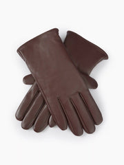 FAUX LEATHER FLEECE-LINED FUZZY GLOVES