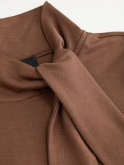 Stand Collar Knotted Long Sleeve Top