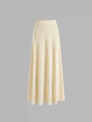 Jersey Round Neckline Ruched Top & Elastic Waist Maxi Skirt Set