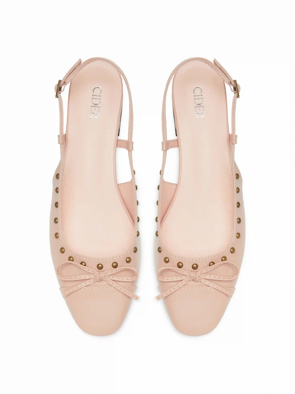 BOWKNOT DECOR STUDDED SLINGBACK FLATS