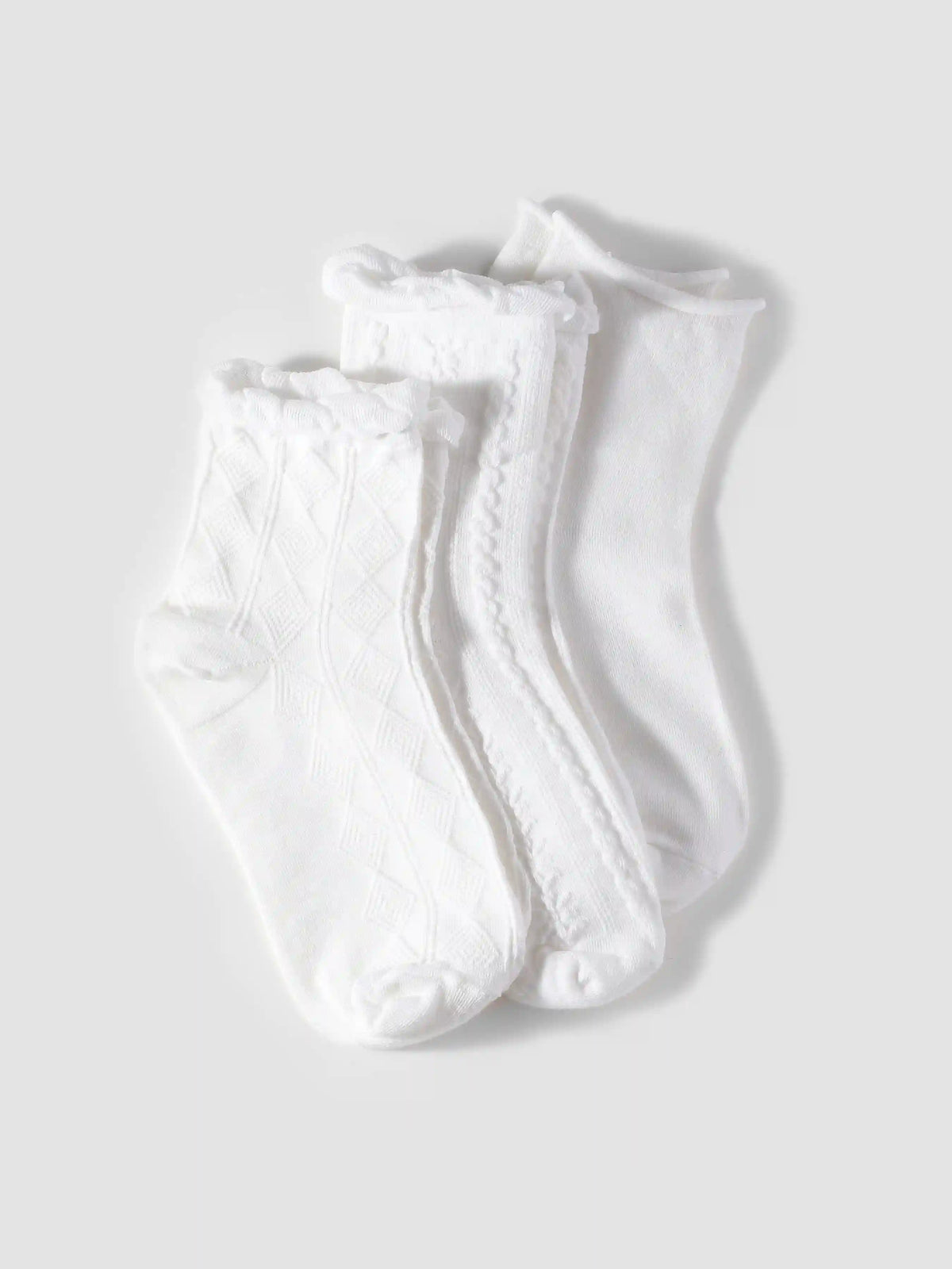 3 Pairs Solid Cable Classic Knit Socks Set
