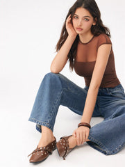 SQUARE TOE STUDDED FLATS