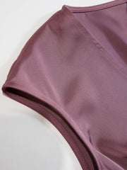 Satin V-Neck Ruched Bowknot Tank Blouse