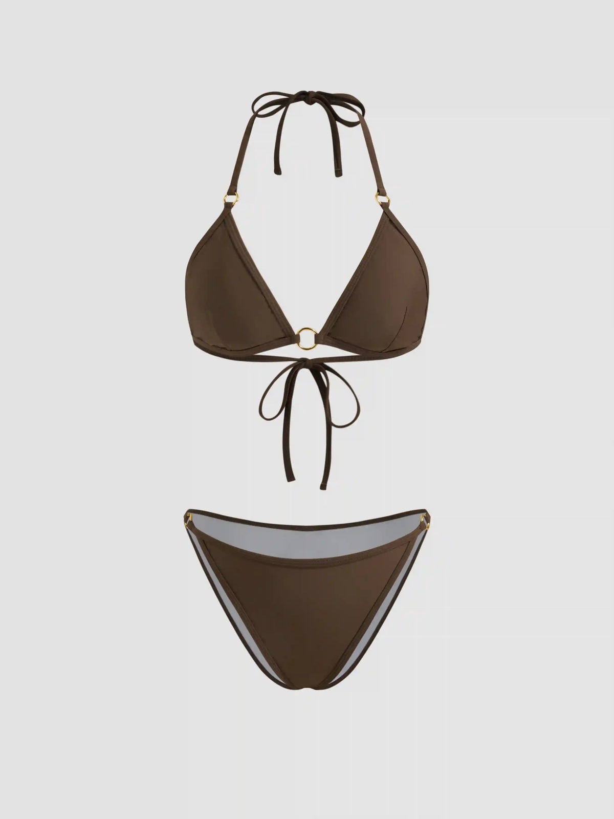 V-neck O-ring Halter Bikini Set