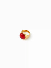GEMSTONE 18K GOLD PLATED STAINLESS STEEL RING