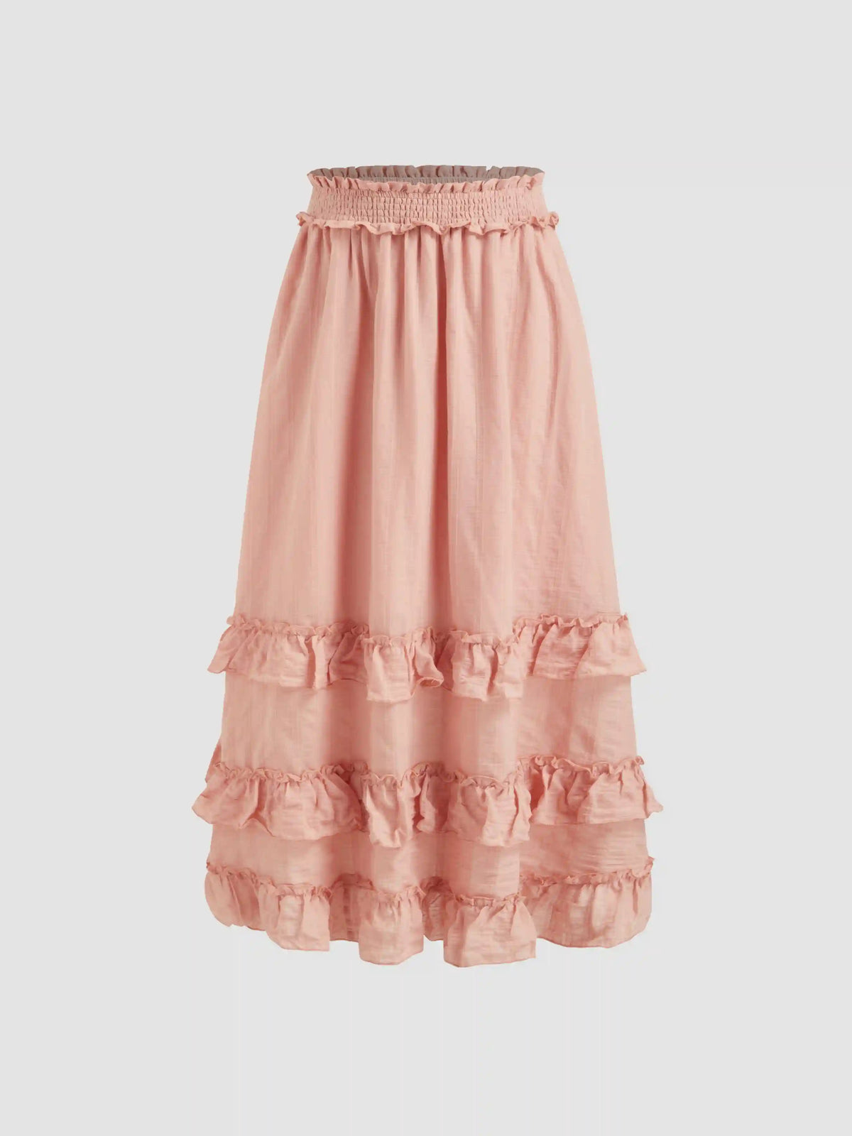 Cotton-blend Mid Rise Ruffle Lettuce Trim Maxi Skirt